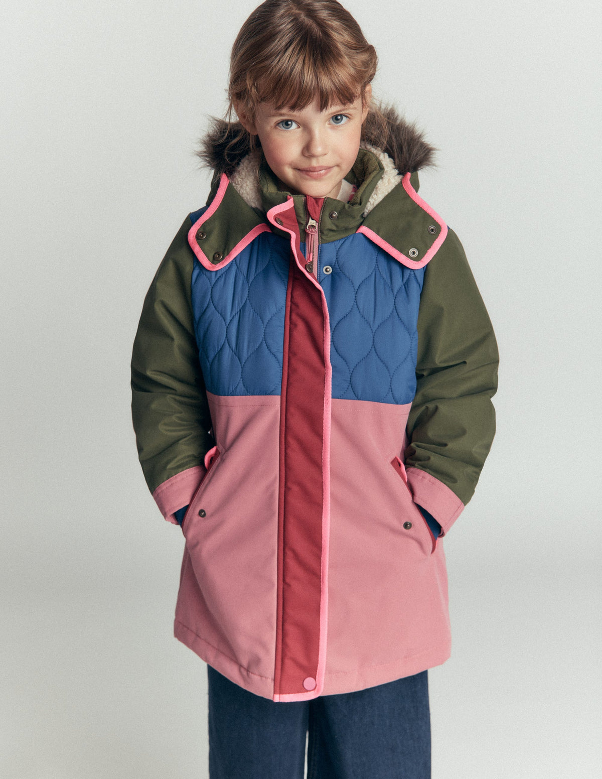 Joni Quilted Parka Coat-Multi Colourblock-1