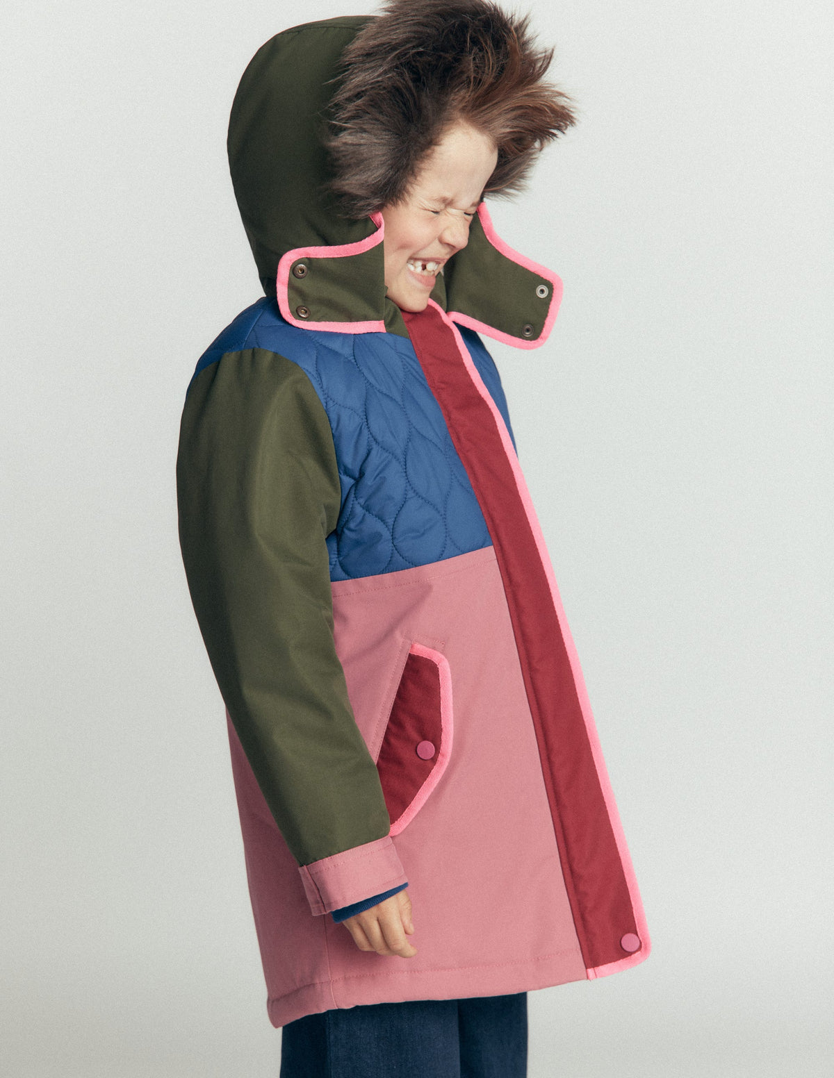Joni Quilted Parka Coat-Multi Colourblock-5