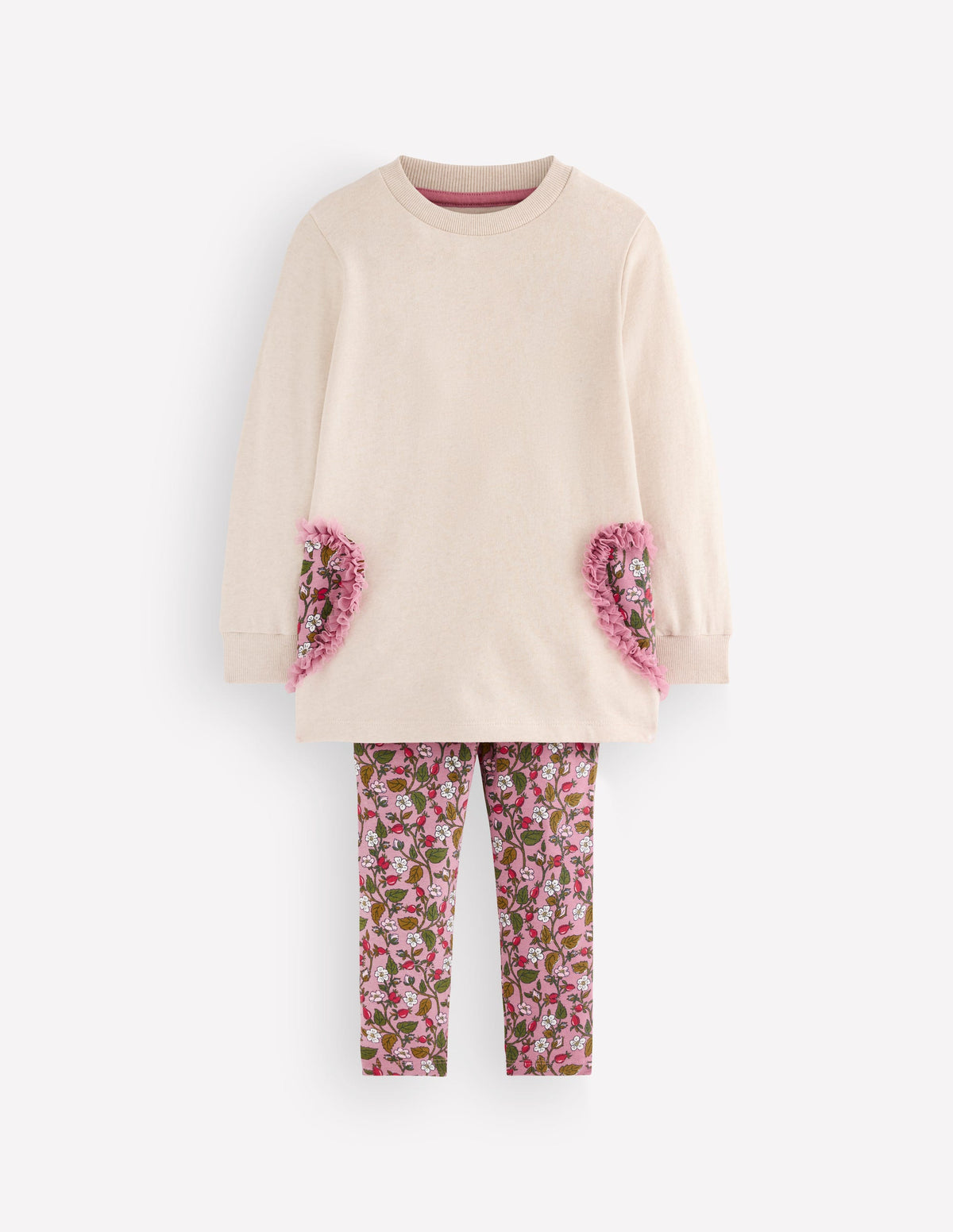 Fun Sweatshirt Tunic Set-Oatmeal Hearts-1