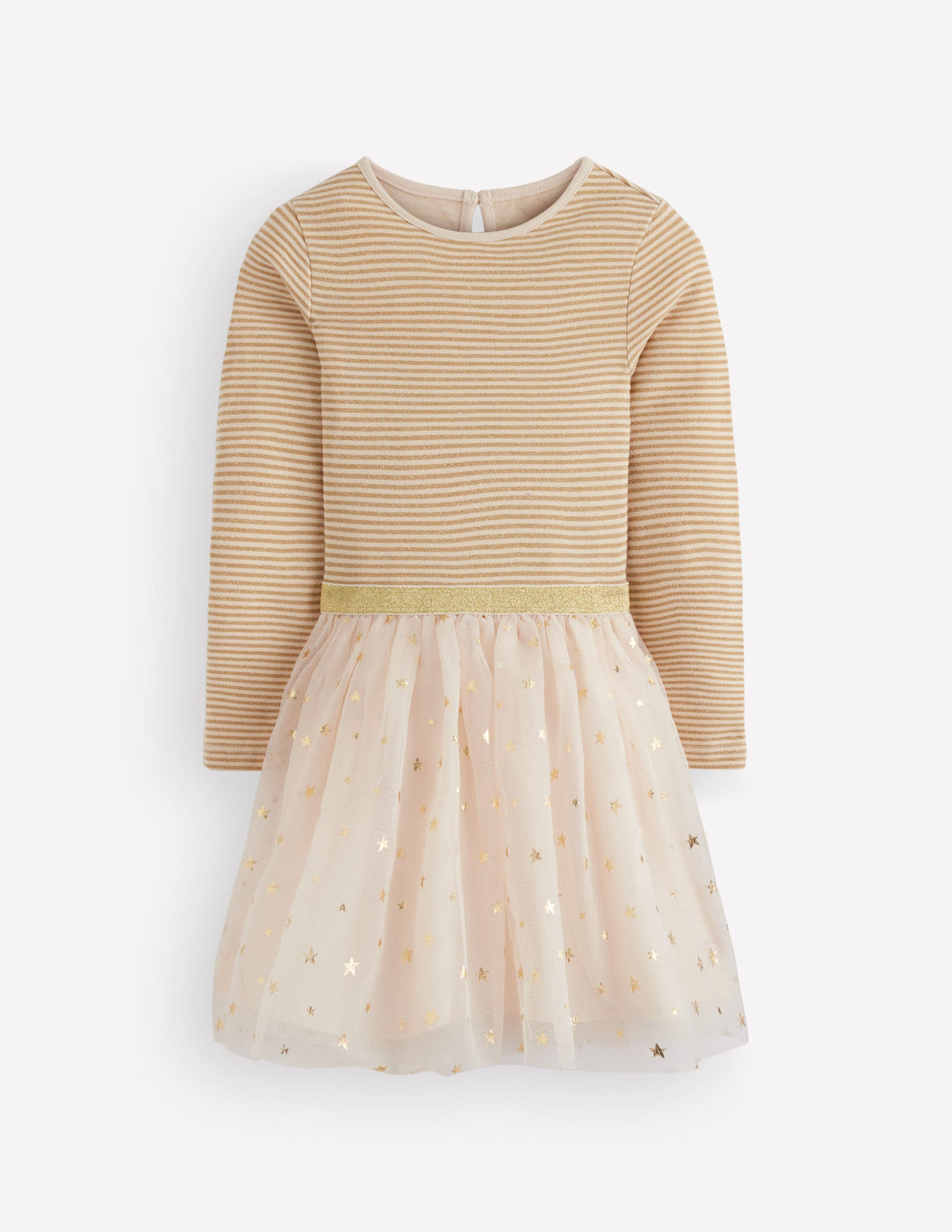 Twirly Tulle Mix Dress-Ivory/Gold-1