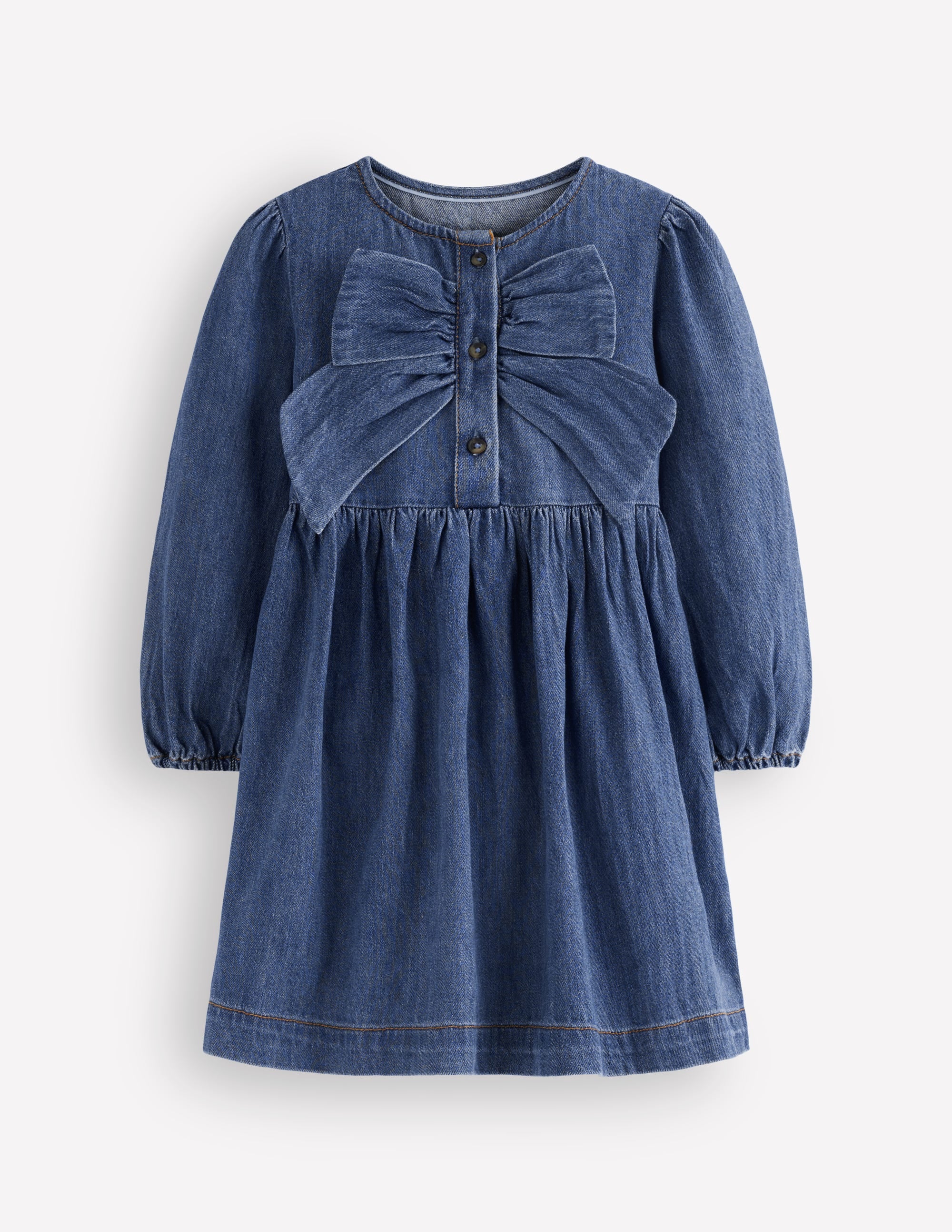 Norah Button-through Bow Dress-Mid Vintage - Image 1
