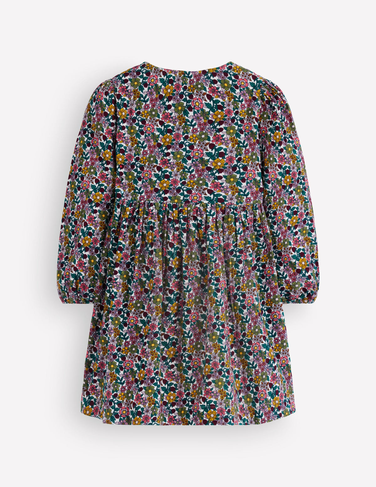 Norah Button-through Bow Dress-Floral Corduroy - Image 3