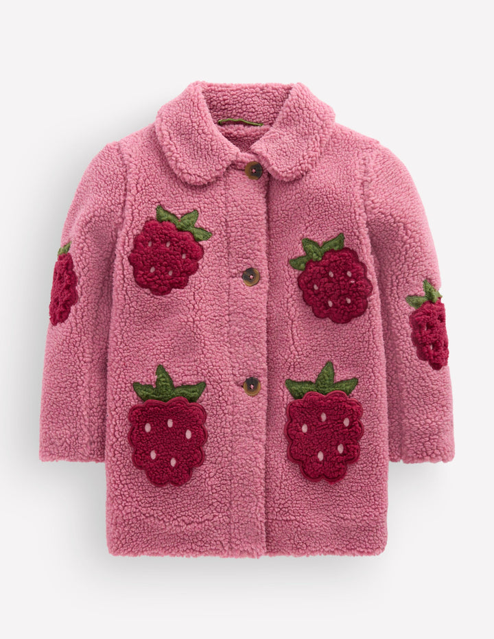 Borg Interest Jacket-Pink Raspberries