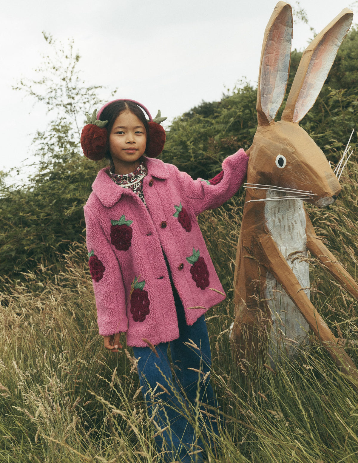 Borg Interest Jacket-Pink Raspberries - Image 1