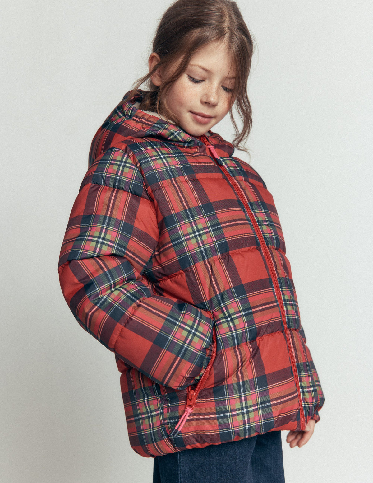 Fun Padded Coat-Red Check-4