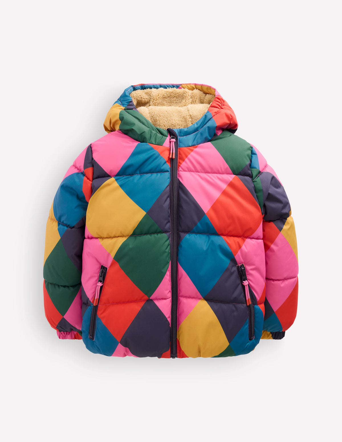 Fun Padded Coat-Multi Argyle-2