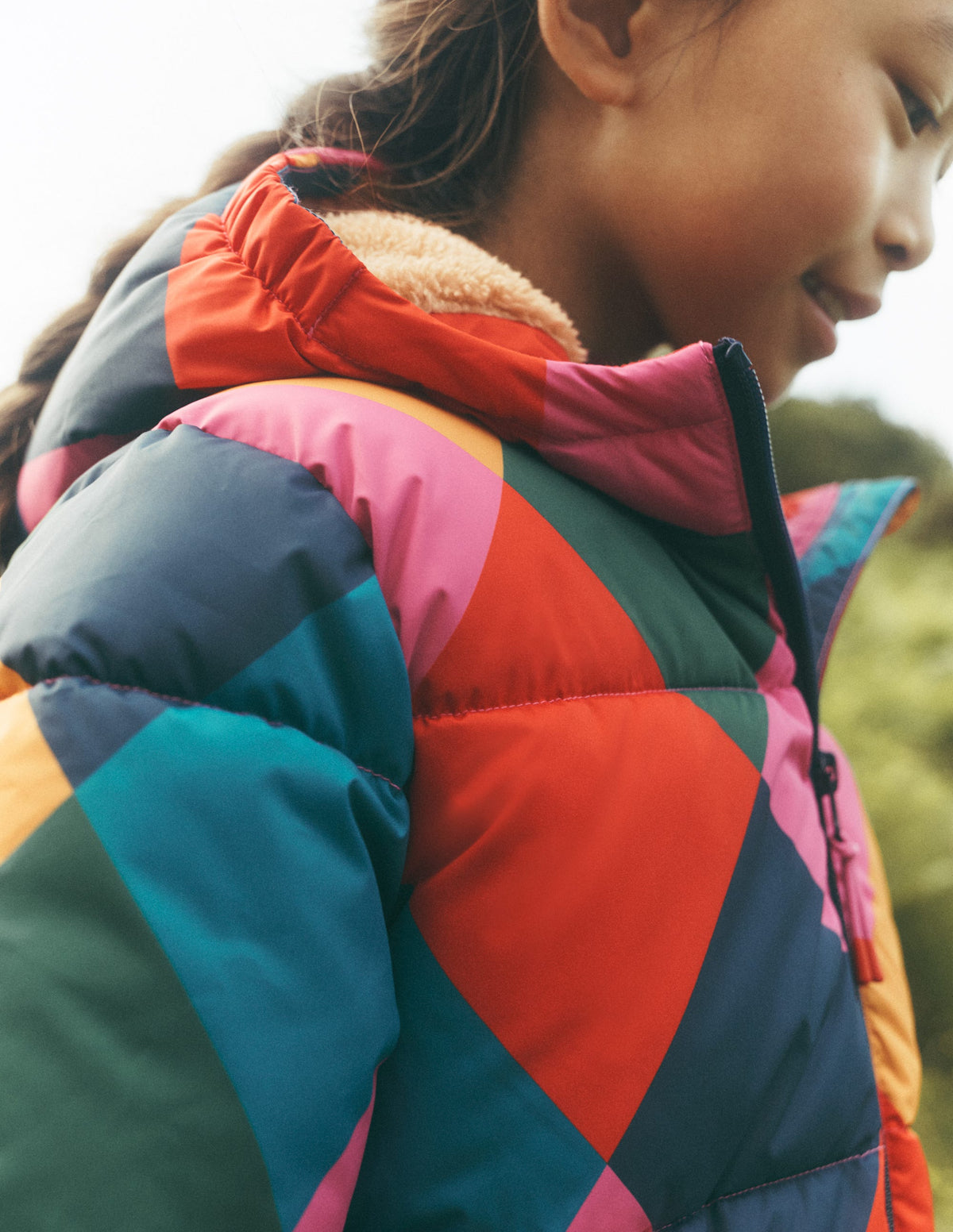 Fun Padded Coat-Multi Argyle-1