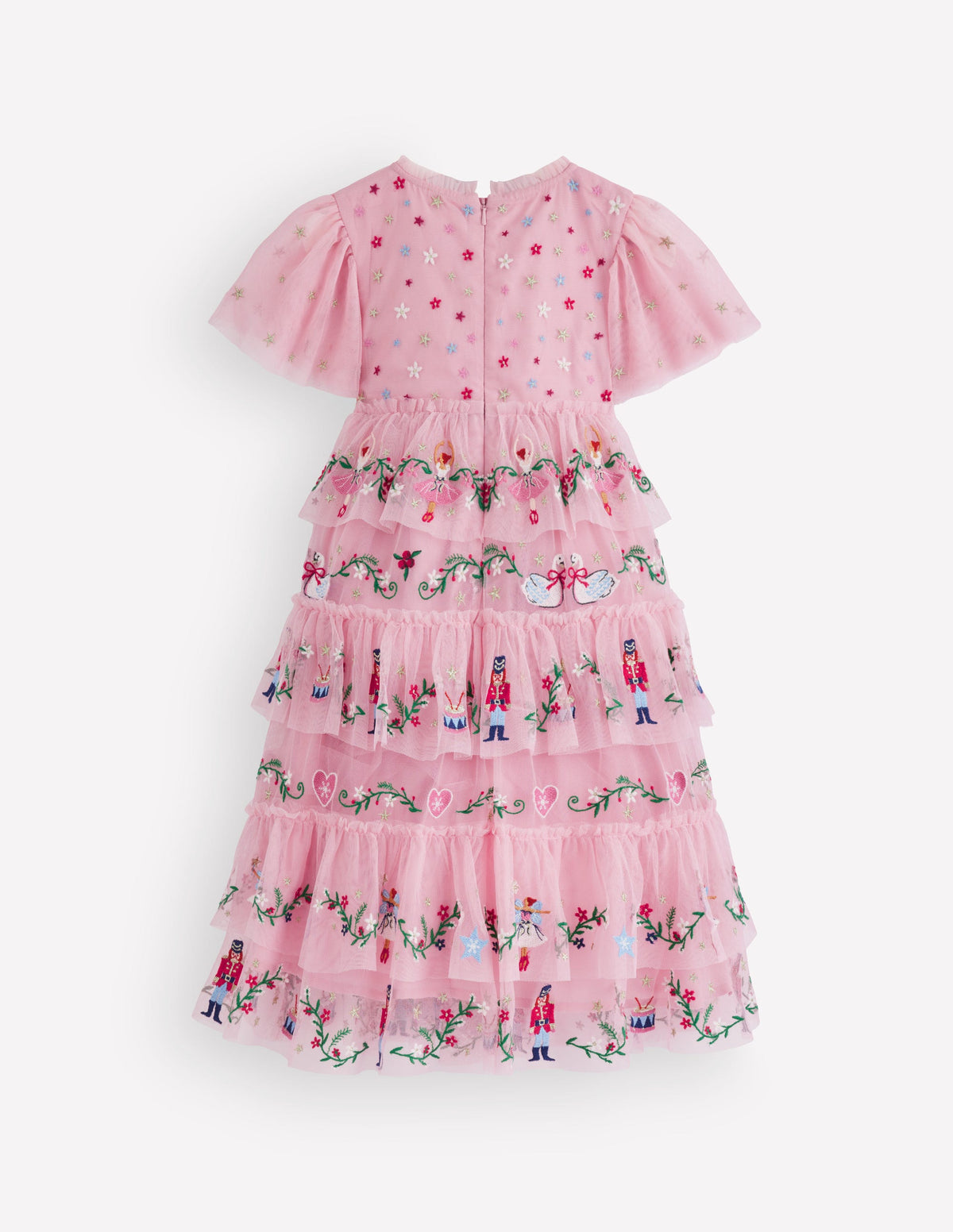 Embroidered Tulle Ruffle Dress-Zephyr - Image 3