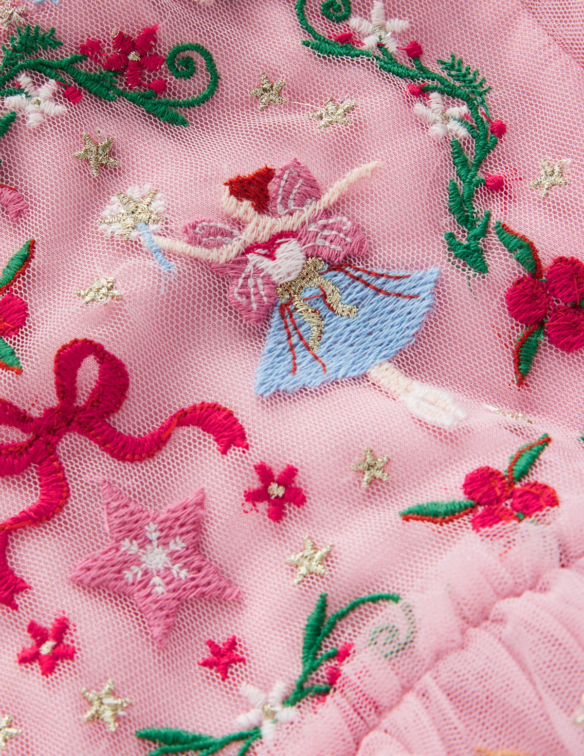 Embroidered Tulle Ruffle Dress-Zephyr - Image 5