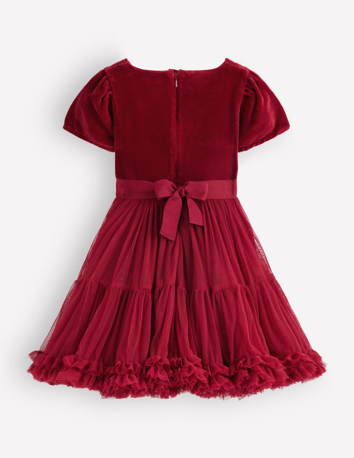 Velour Tulle Occasion Dress-Rhythmic Red - Image 2