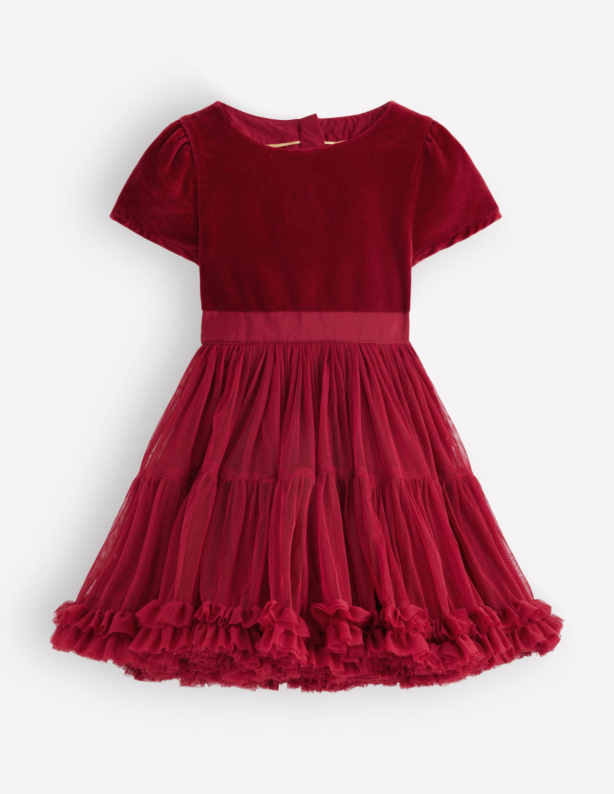 Velour Tulle Occasion Dress-Rhythmic Red - Image 1