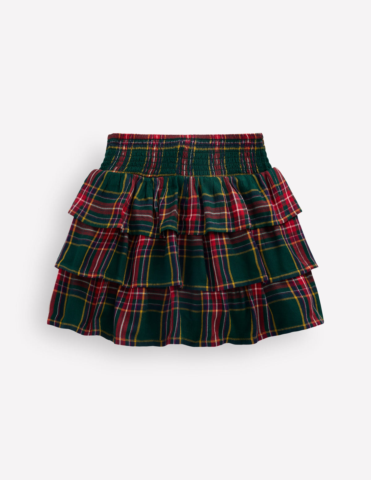 Smocked Waist Ruffle Skirt-Green Check - Image 4