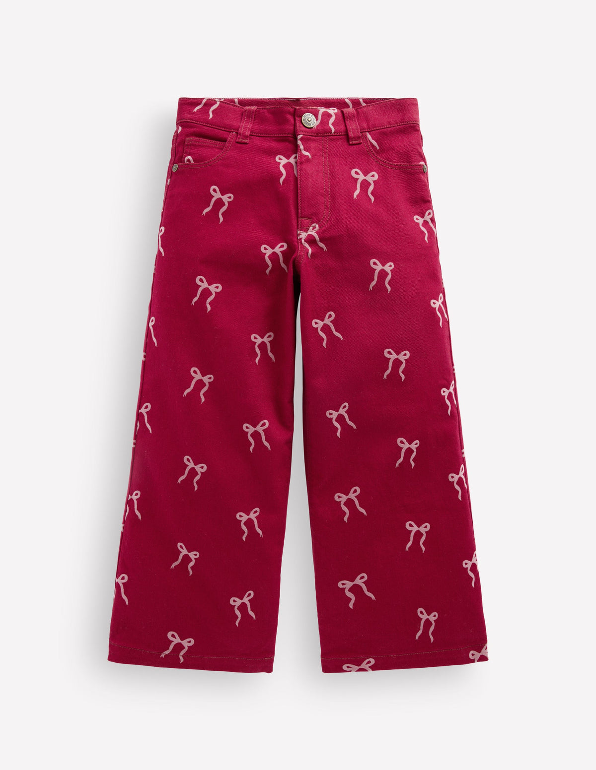 Wide Leg Jeans-Ruby Red Flock Bow - Image 1