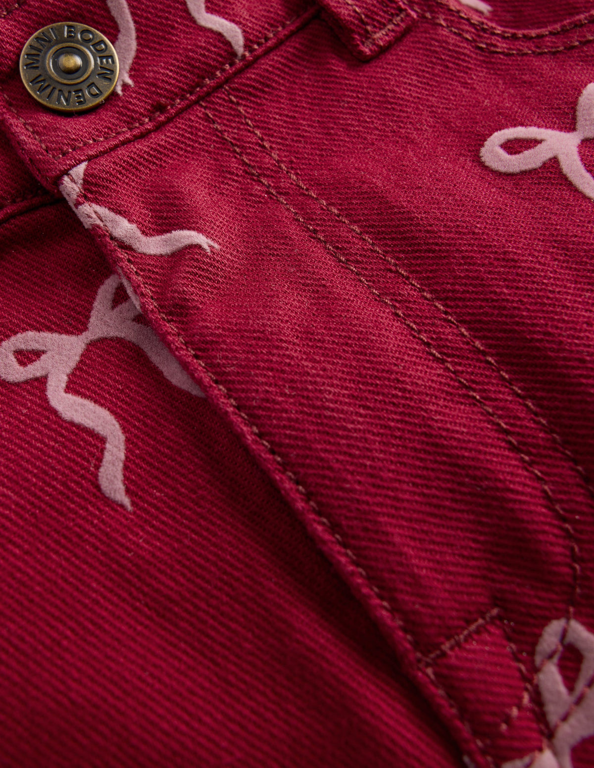 Wide Leg Jeans-Ruby Red Flock Bow - Image 3