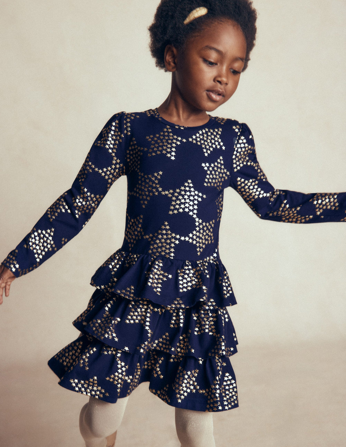 Cora Jersey RaRa Dress-Navy Foil Stars - Image 1