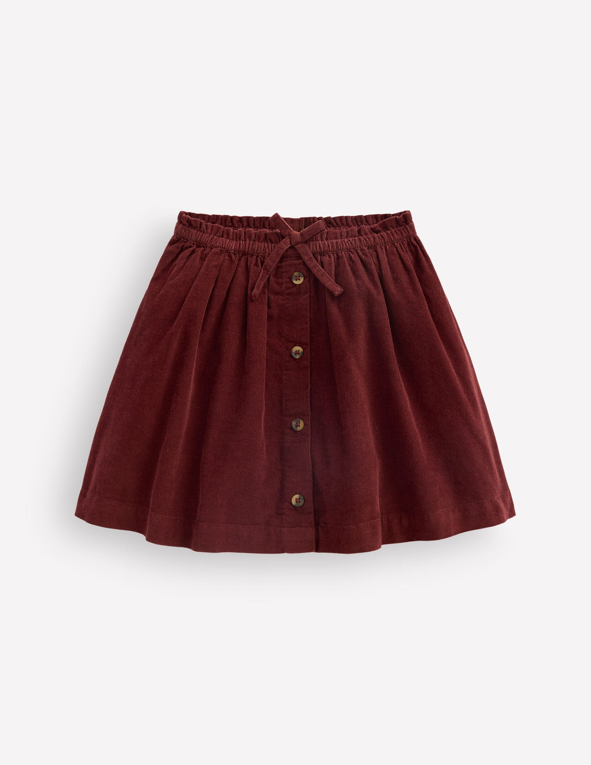 Woven Button-Through Skirt-Roasted Brown Cord-3