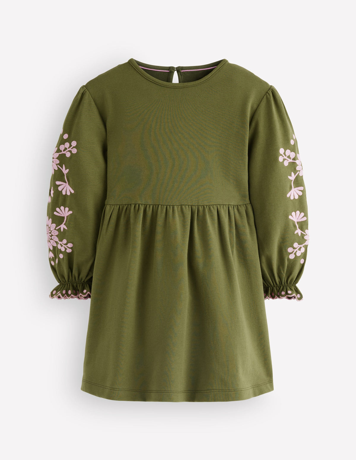 Embroidered Sleeve Dress-Jewel Green - Image 1