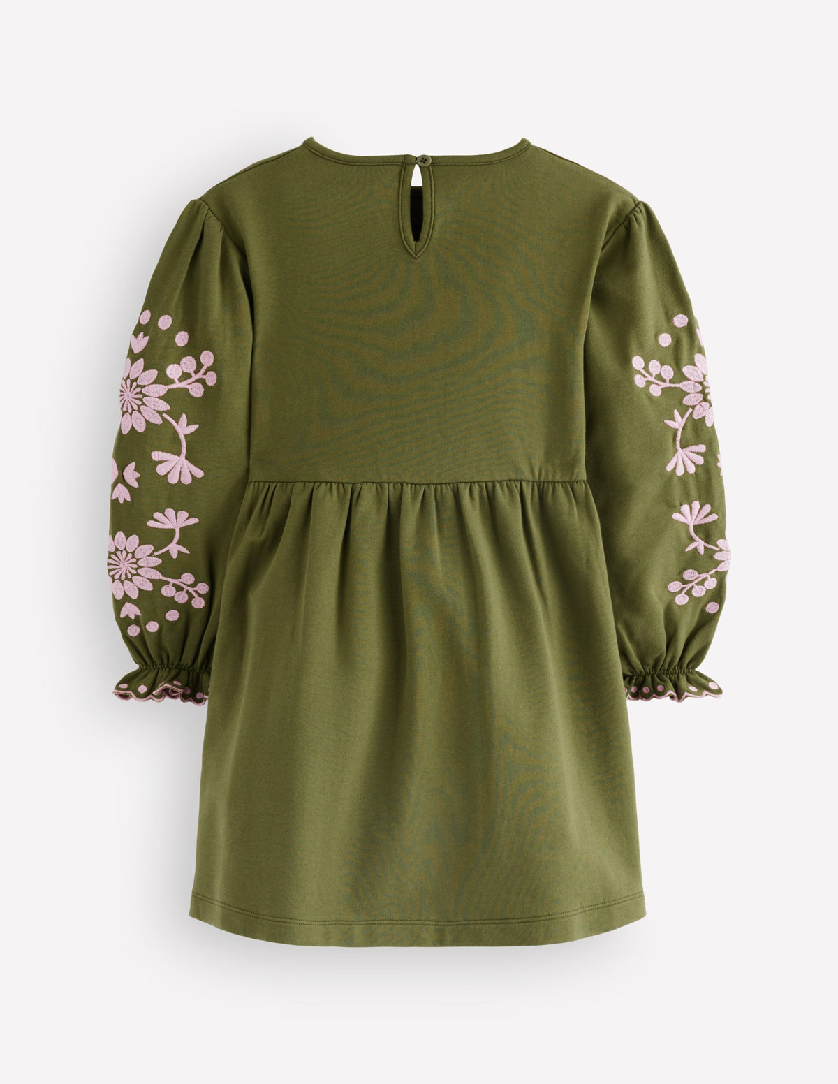 Embroidered Sleeve Dress-Jewel Green-3