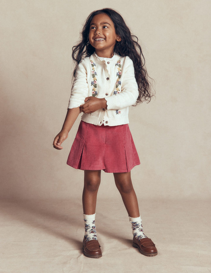Pleated Skort-Winter Blush Cord