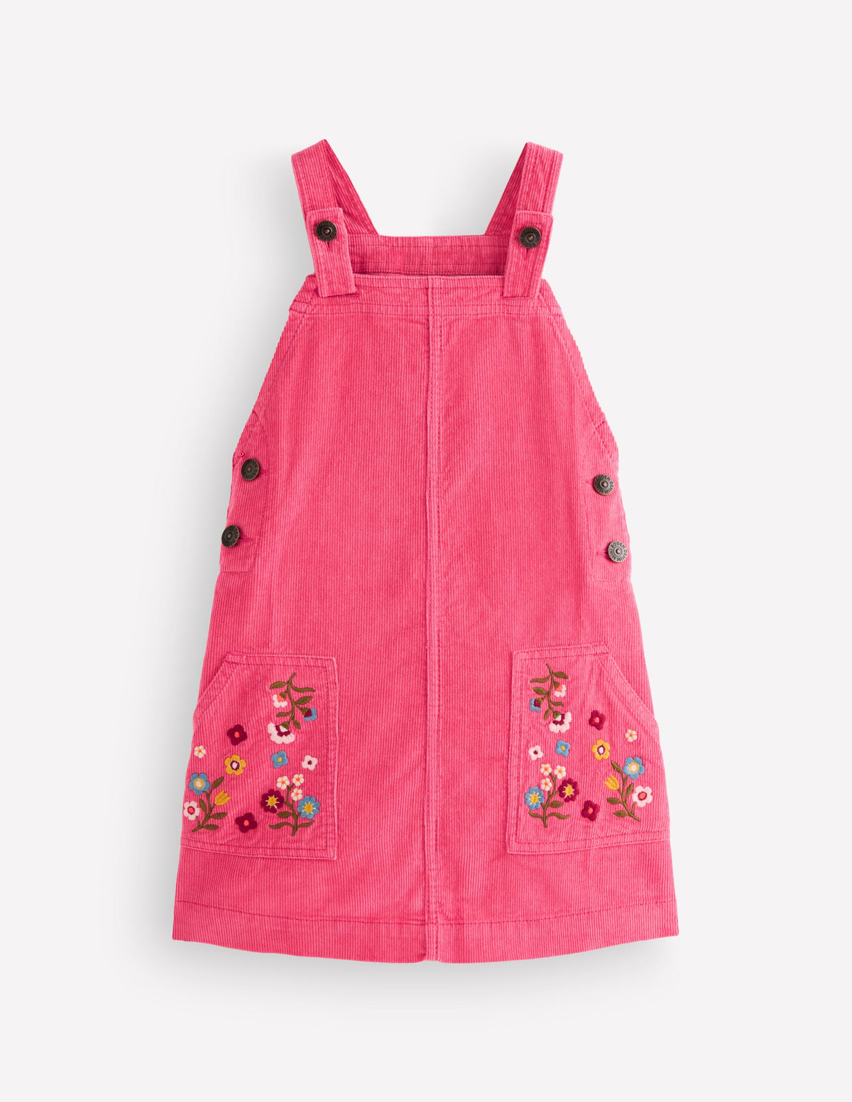 Adeline A-Line Dungaree Dress-Bright Rouge Floral Corduroy - Image 1