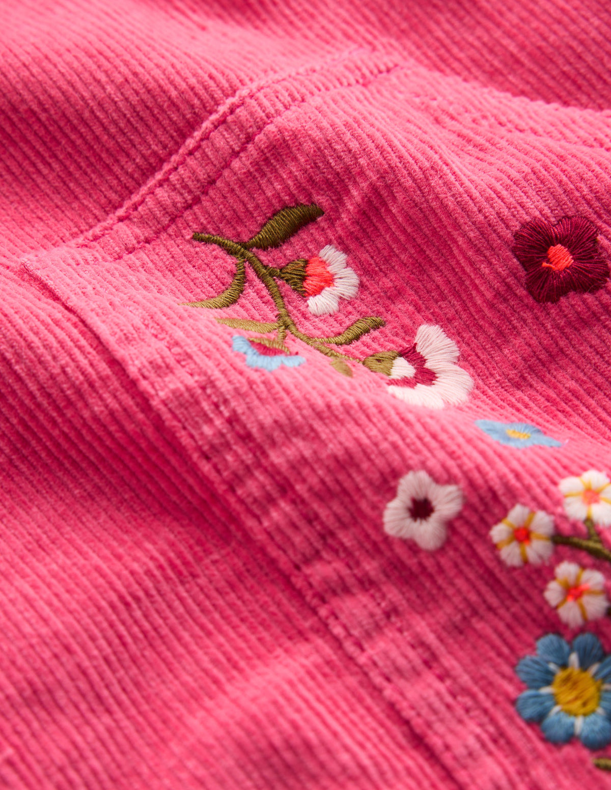 Adeline A-Line Dungaree Dress-Bright Rouge Floral Corduroy - Image 3