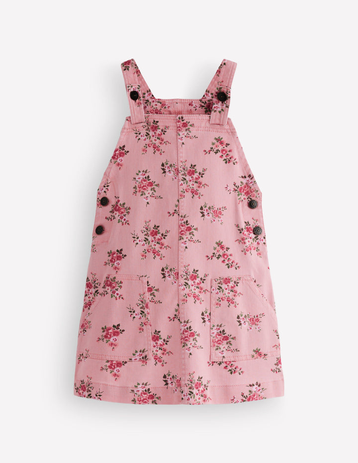 Adeline A-Line Dungaree Dress-Pink Quartz Twill Soft Rose
