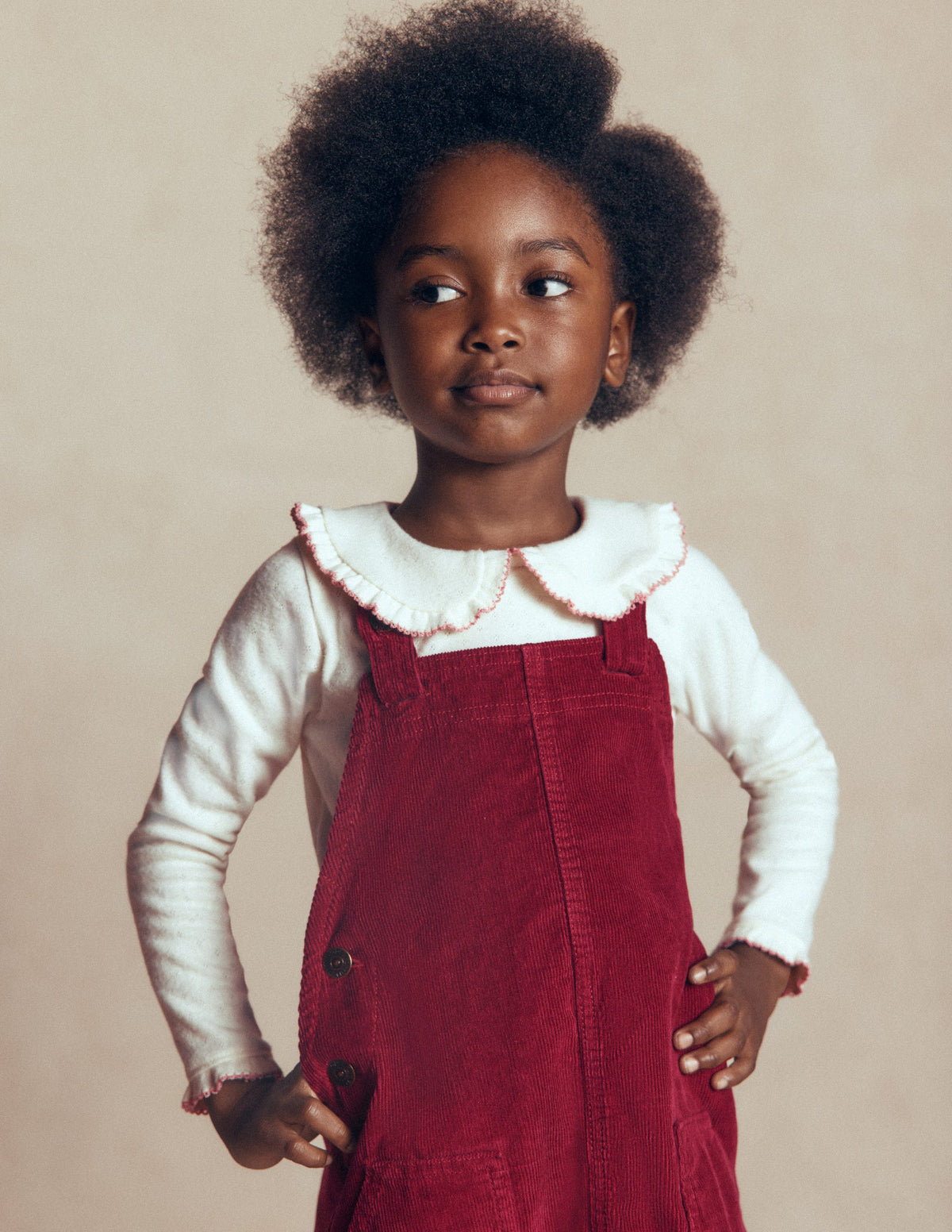 Adeline A-Line Dungaree Dress-Chestnut Red Cord - Image 2