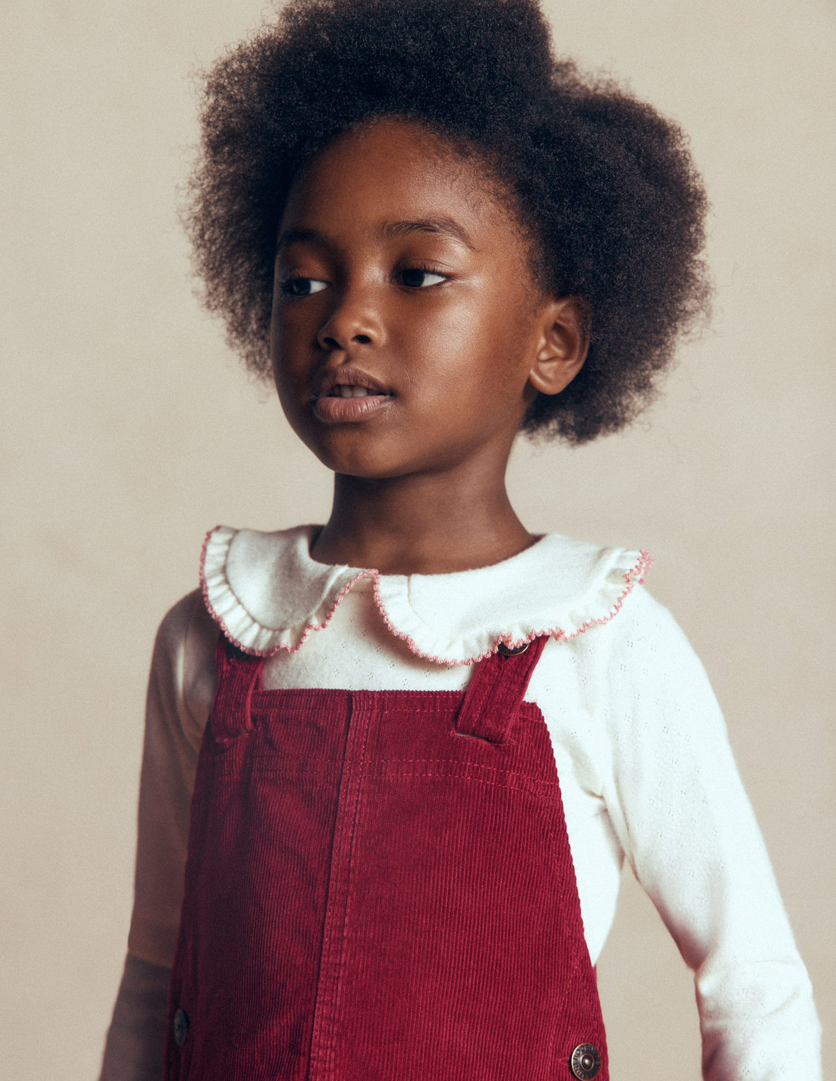 Adeline A-Line Dungaree Dress-Chestnut Red Cord-4