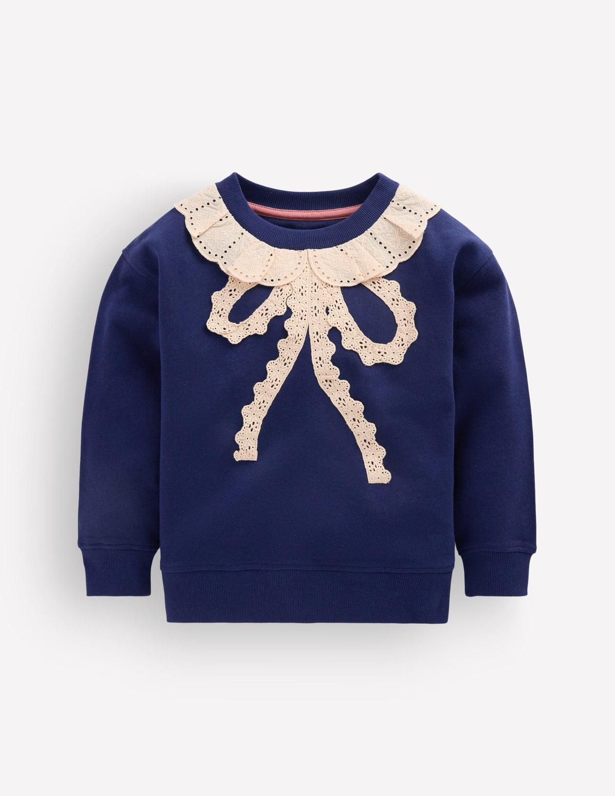 Bobbie Appliqué Sweatshirt-Navy Lace Bow-1