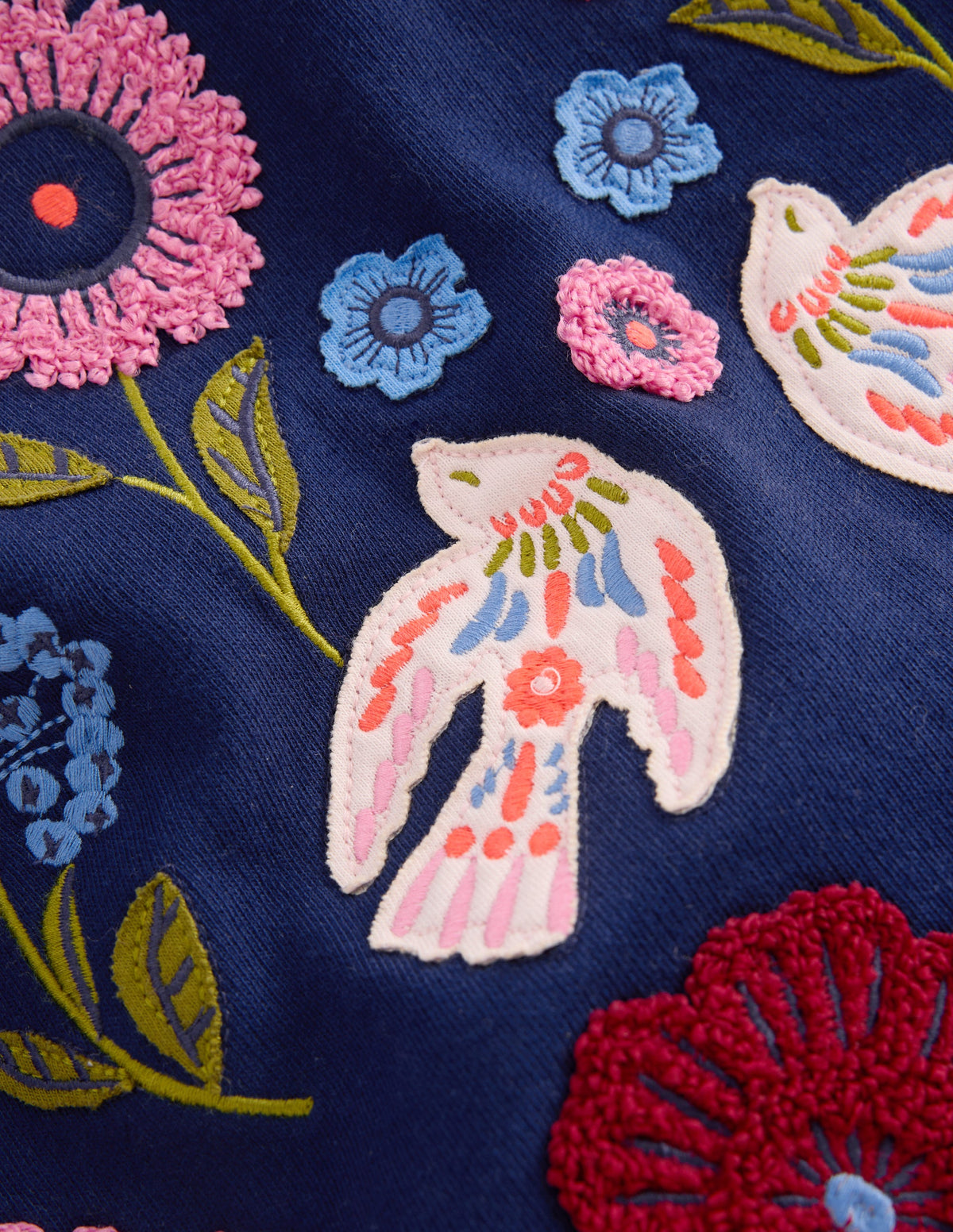 Bobbie Appliqué Sweatshirt-Navy Bird Placement-4