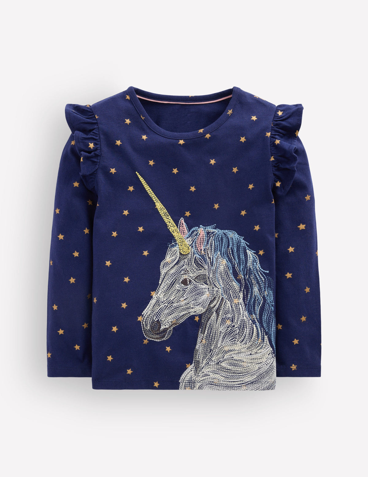 Long Sleeve Superstitch Tee-Navy Unicorn - Image 1