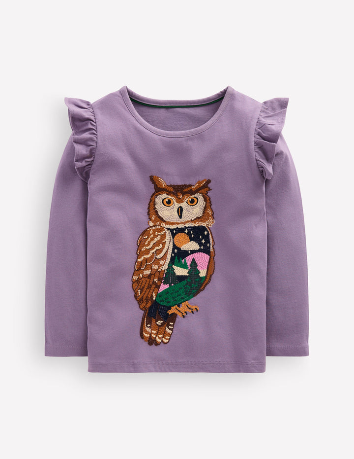Long Sleeve Superstitch Tee-Nocturnal Purple Owl