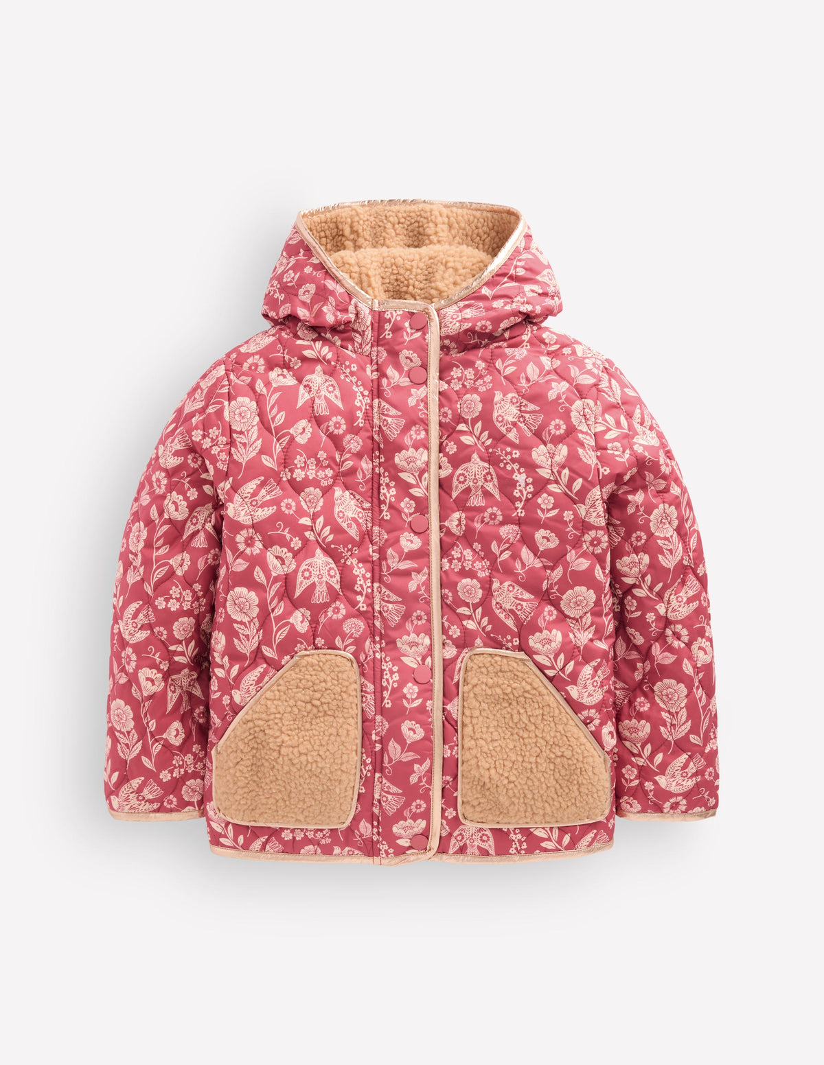 Borg Padded Jacket-Winter Blush Floral Bird-1