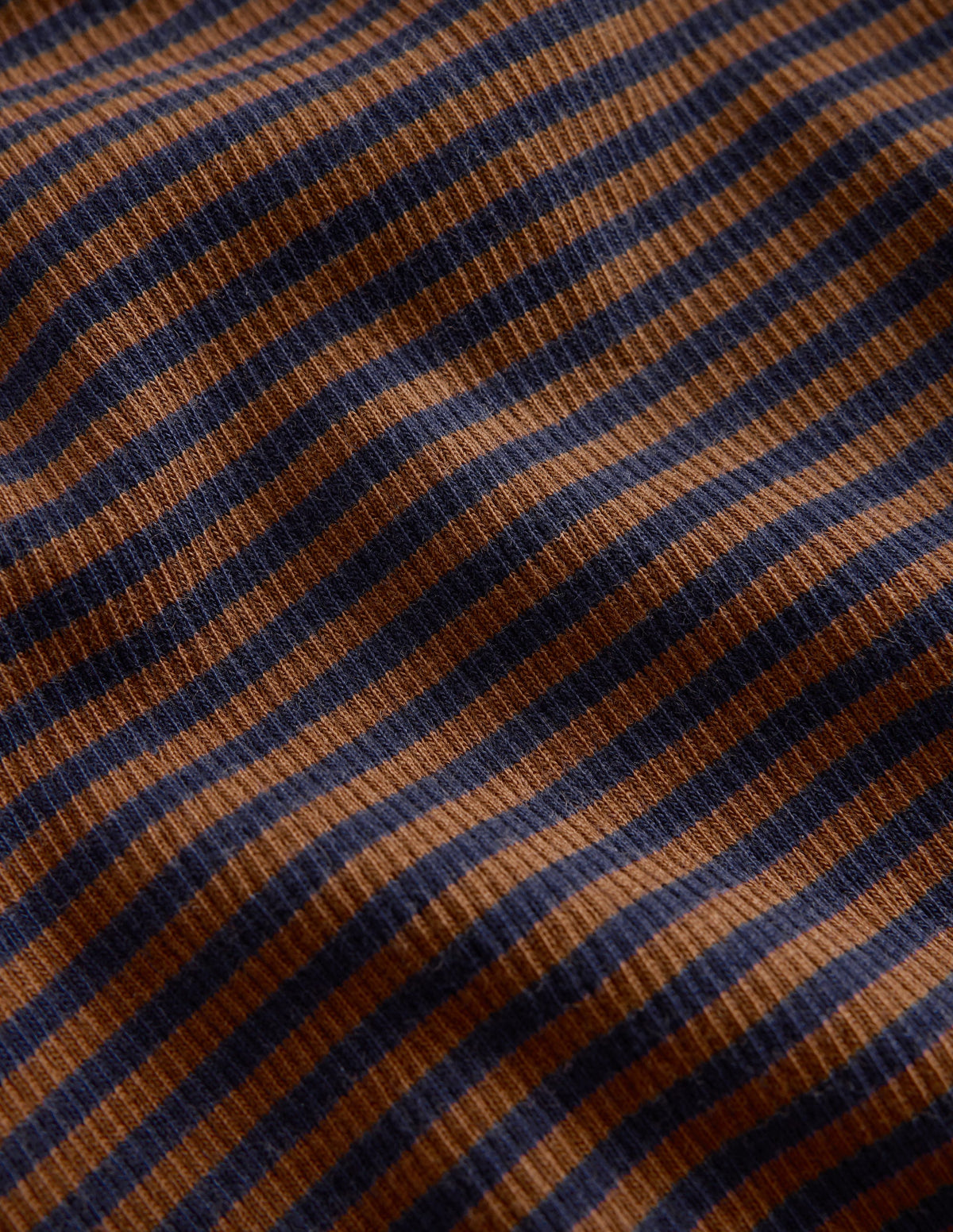 Ribbed Long Sleeve T-Shirt-Navy/ Camel Stripe - Image 3