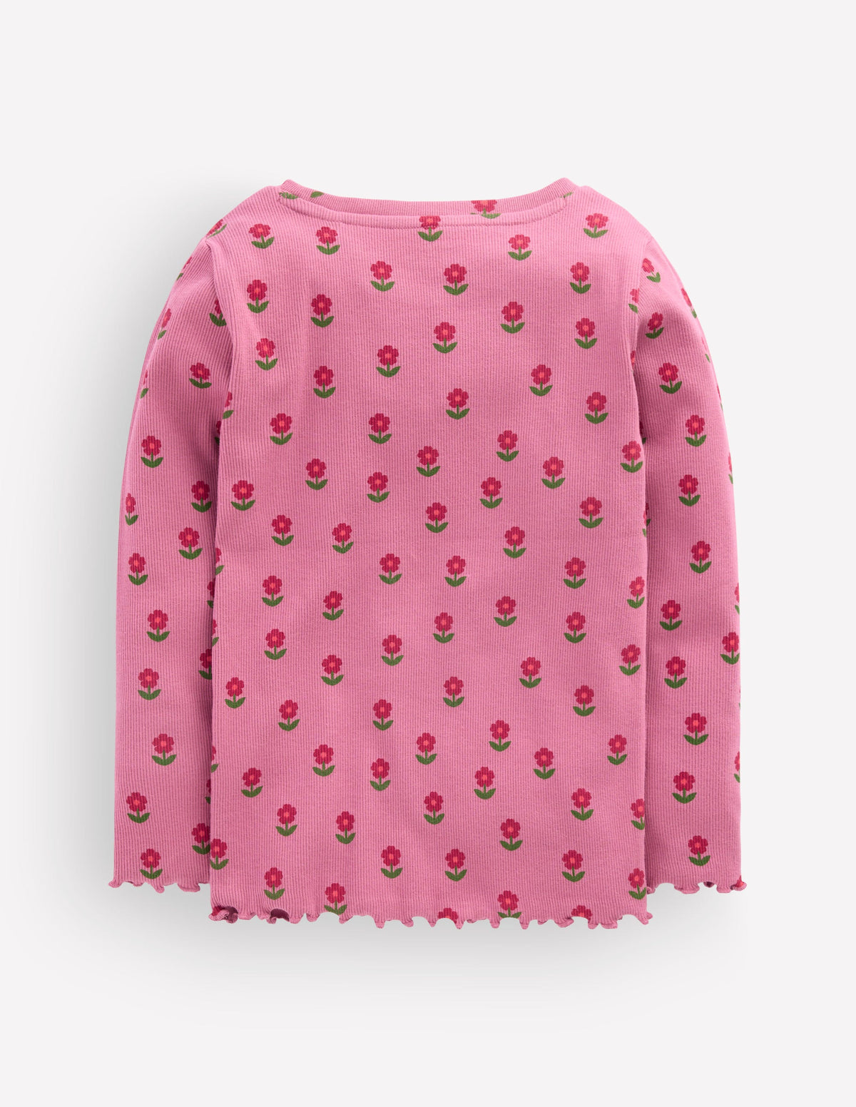 Ribbed Long Sleeve T-Shirt-Pink Floral - Image 2