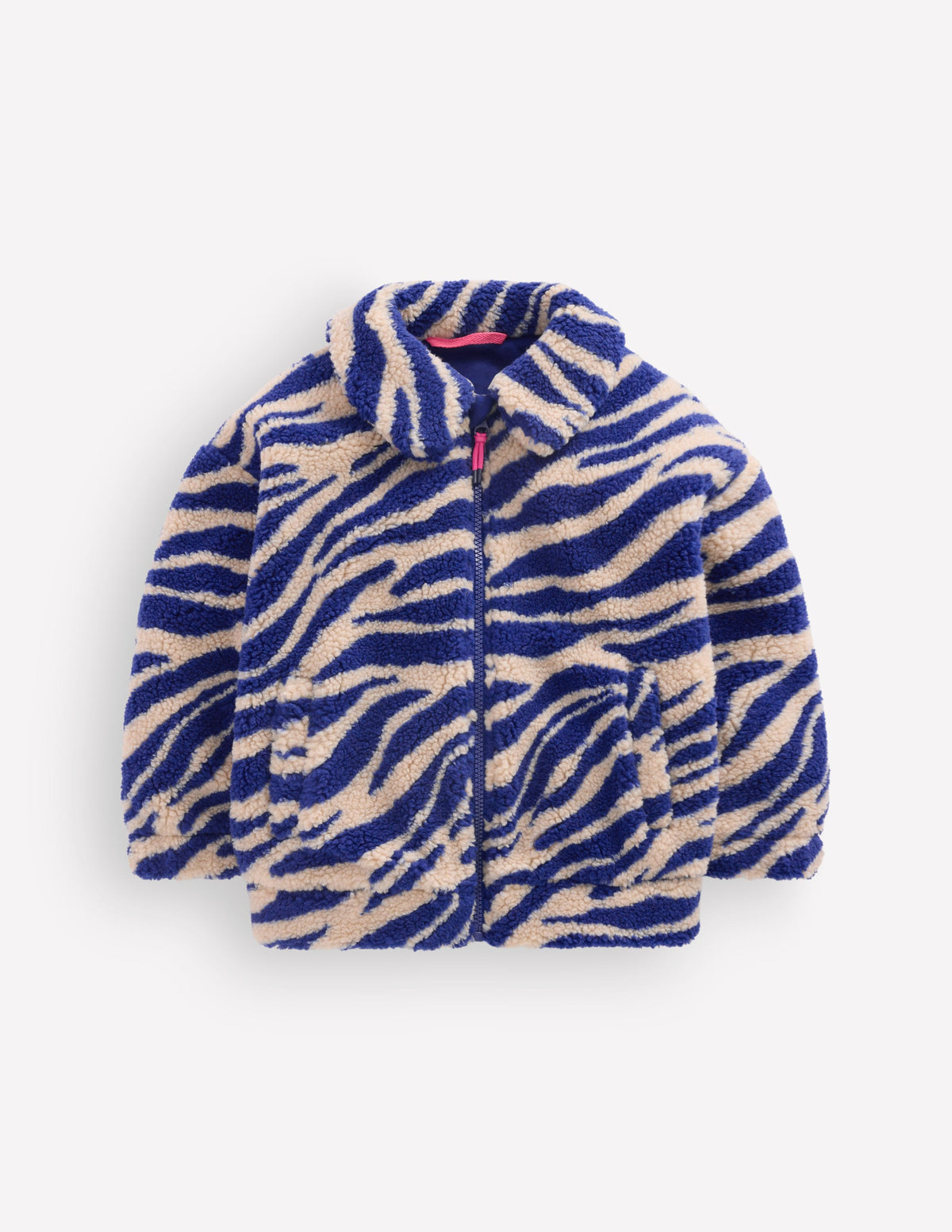 Collared Borg Jacket-Zebra Borg and Navy-3
