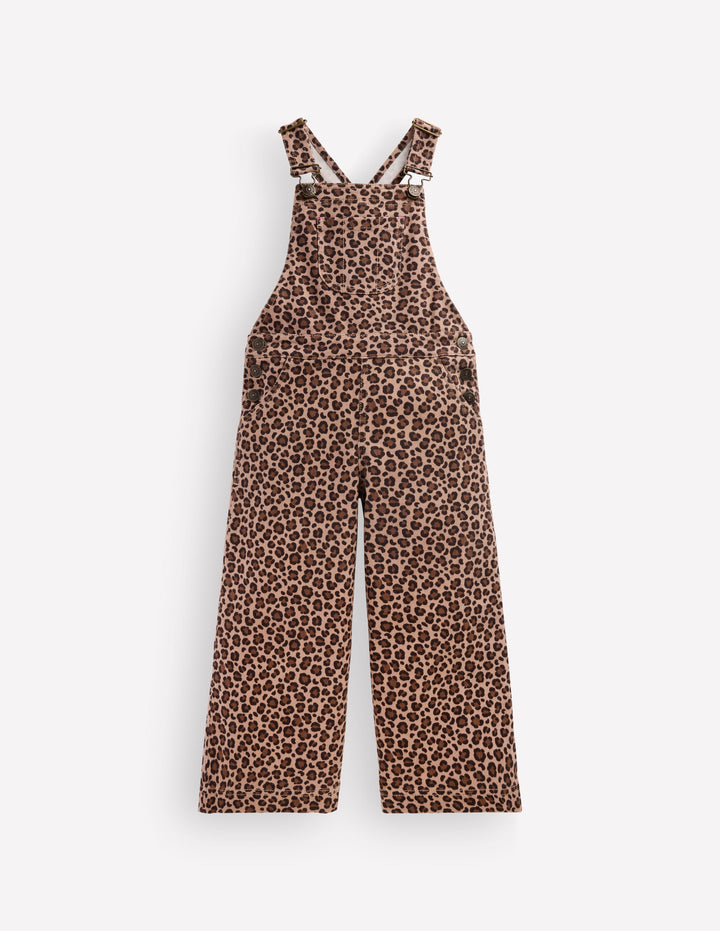 Wide Leg Dungarees-Brown Leopard