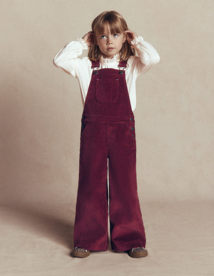 Wide Leg Dungarees-Deep Wisteria Cord