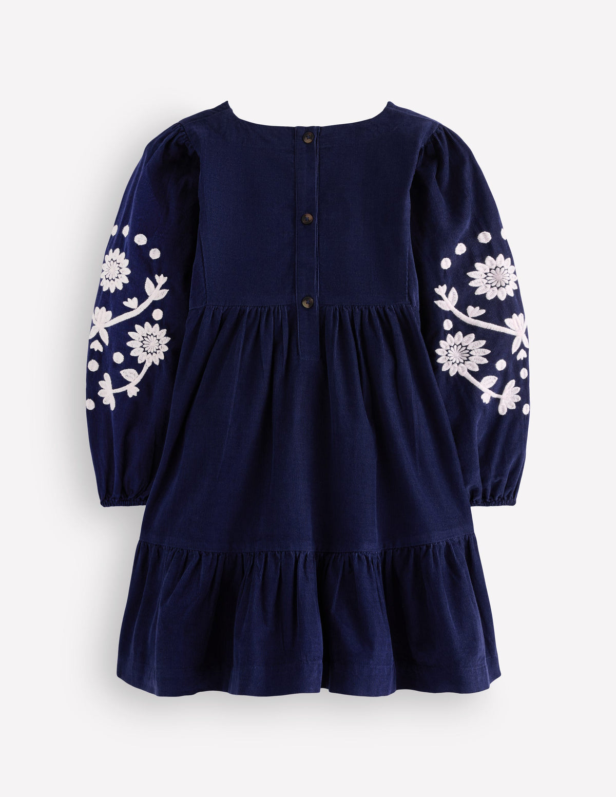 Celia Wing Sleeve Dress-Navy Corduroy Embroidery-2