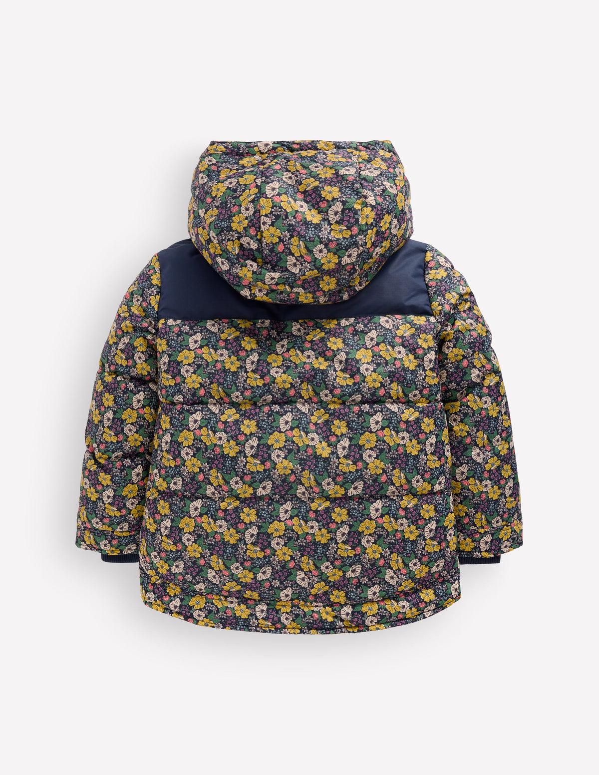 Borg Lined Puffer Coat-French Navy Mixed Flowerbed-6