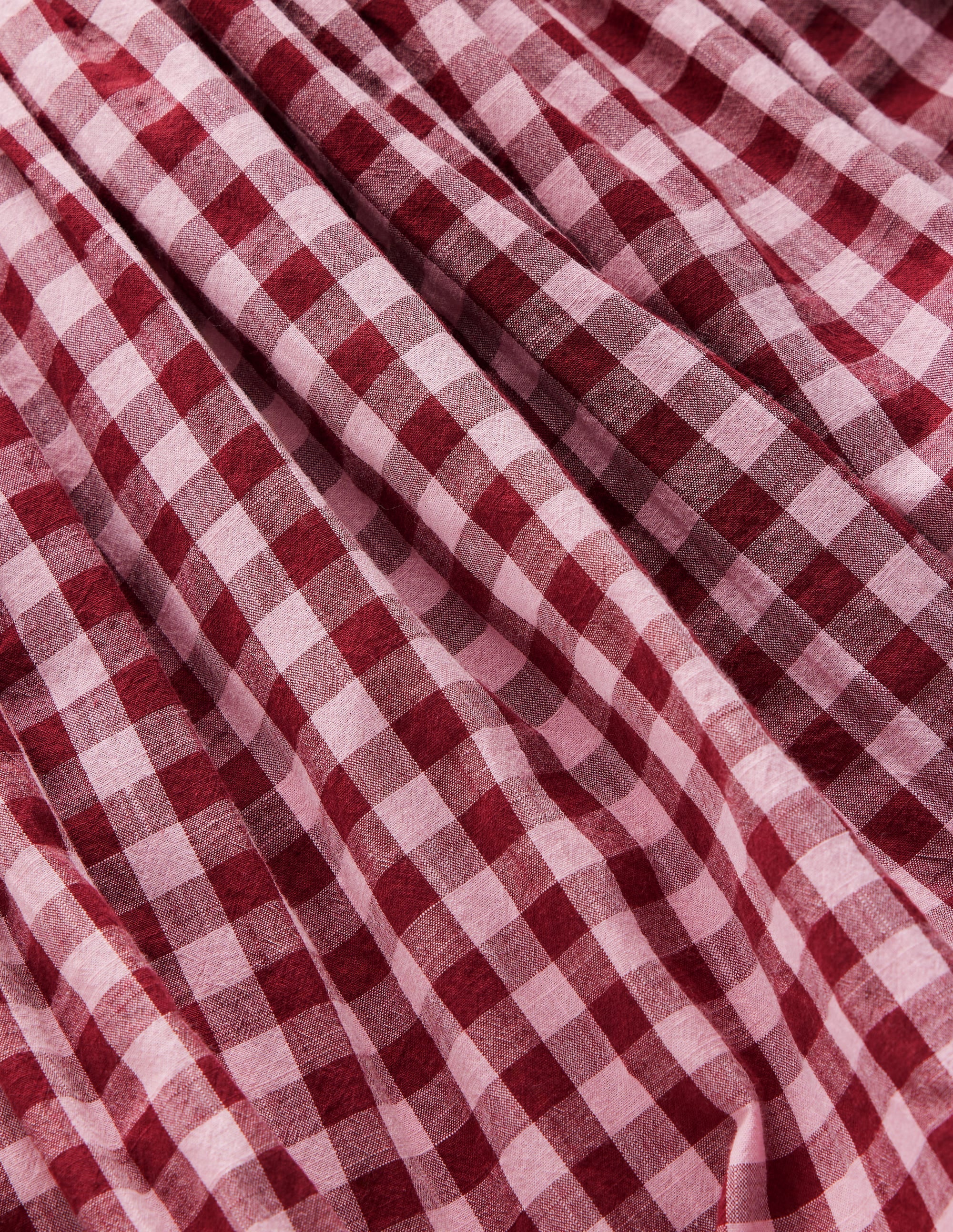 Long Sleeve Bubble Hem Dress-Red Check - Image 6