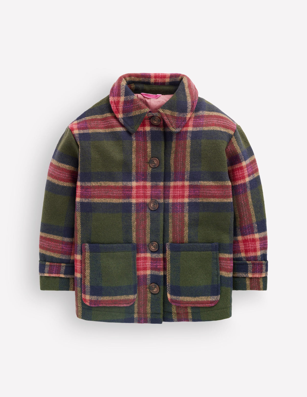 Wool Check Coat-Green Check-6