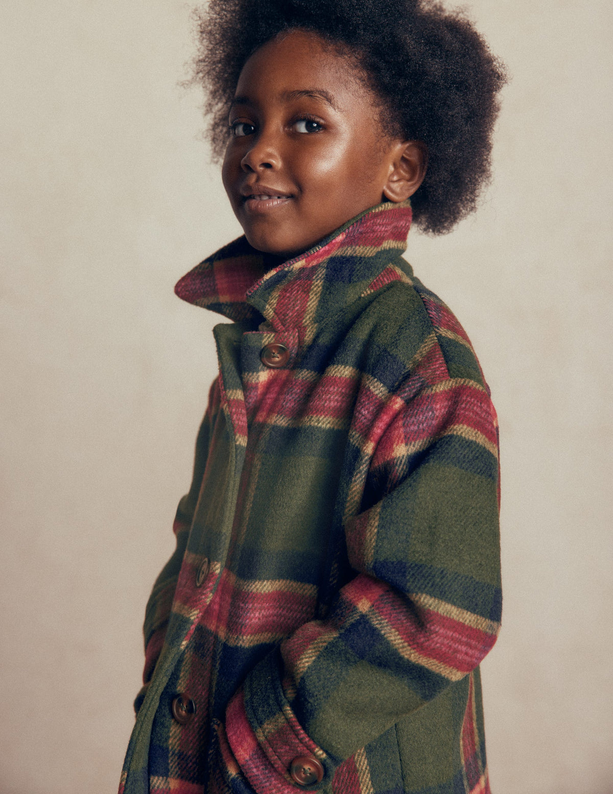 Wool Check Coat-Green Check - Image 3