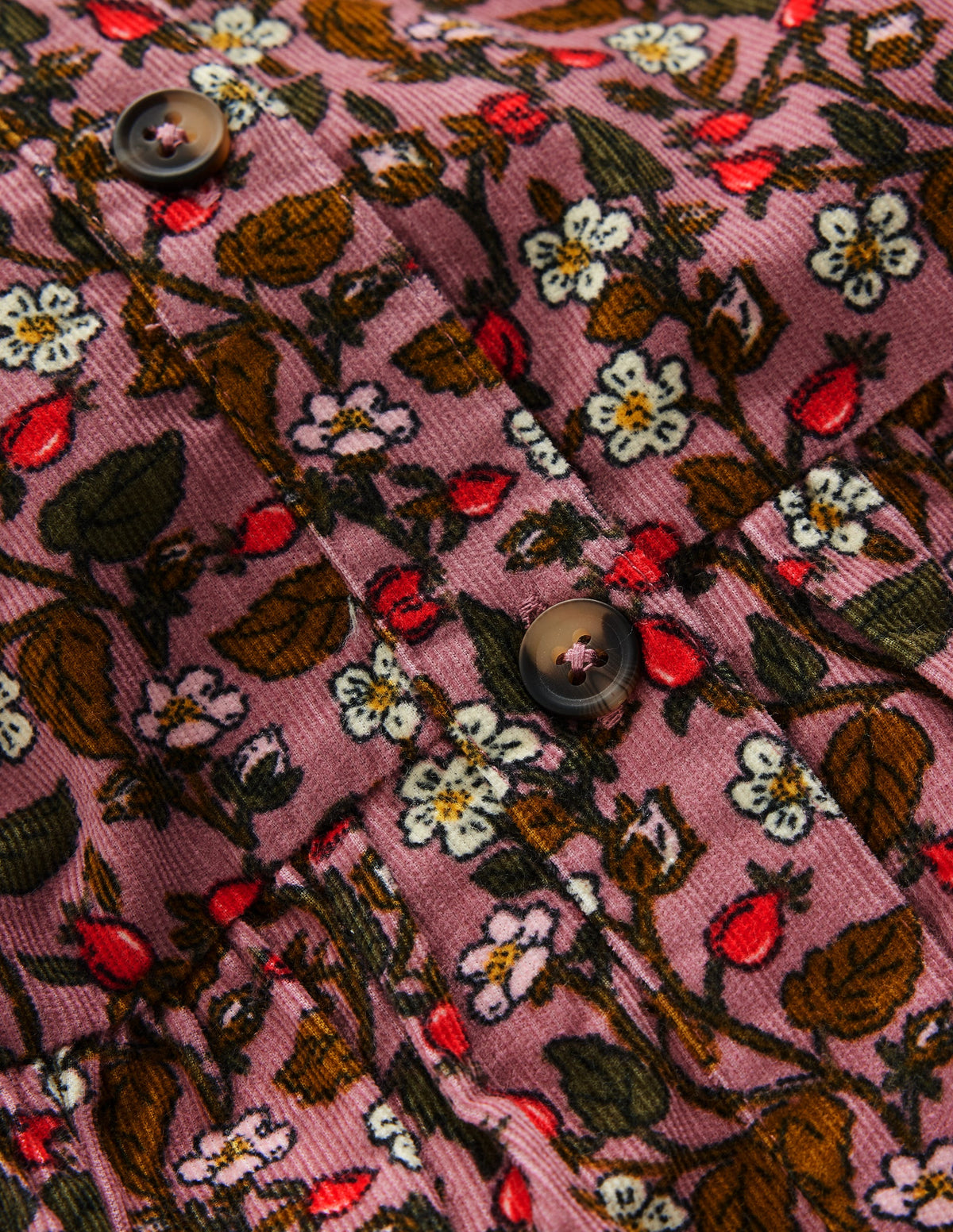 Betsy Woven Puff Sleeve Dress-Pink Floral Corduroy-3