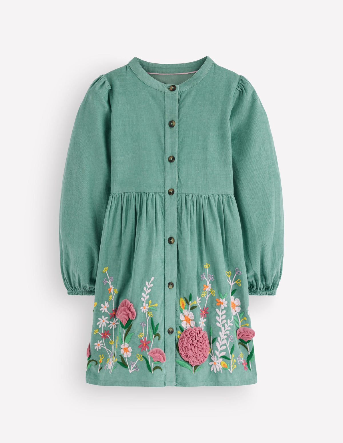 Betsy Woven Puff Sleeve Dress-Eucalyptus Corduroy-1