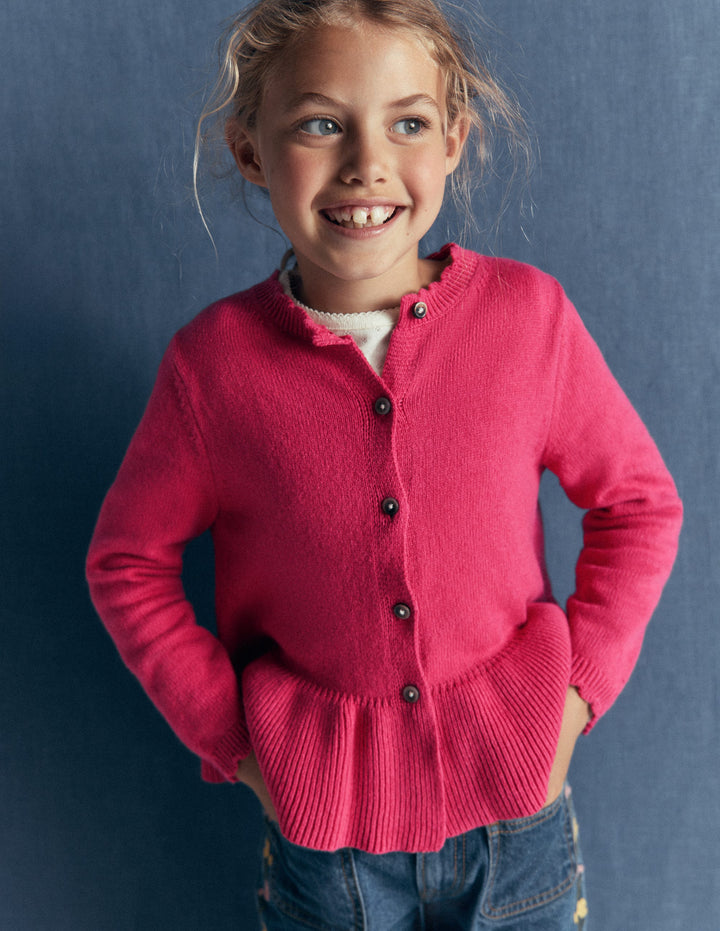 Pretty Peplum Cardigan-Winter Blush