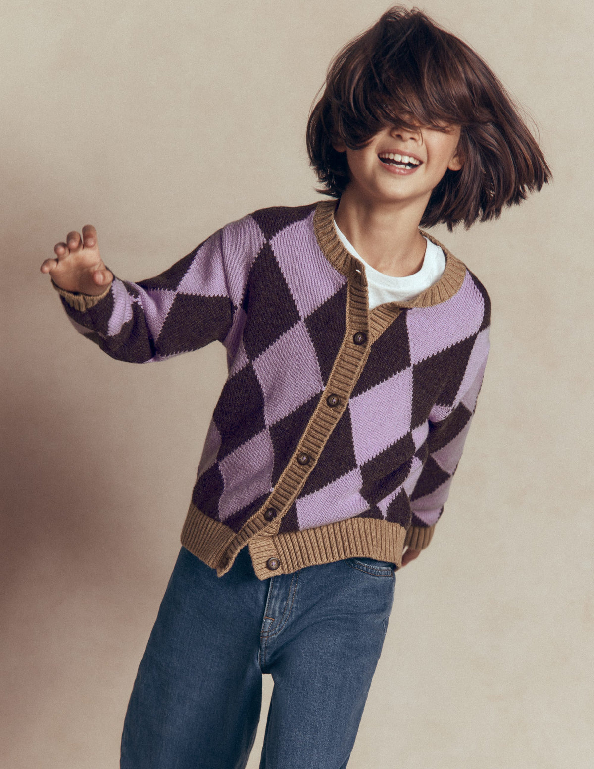Fun Cardigan-Purple Argyle-3