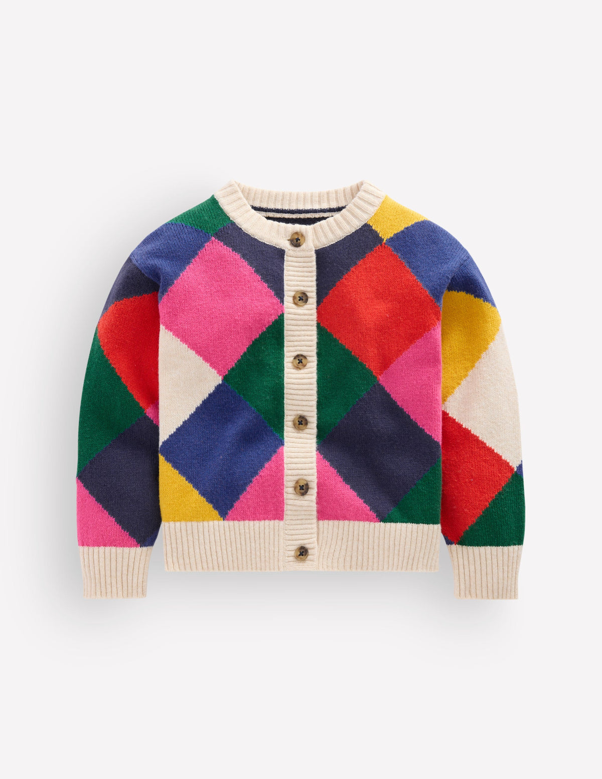 Fun Cardigan-Multi Rainbow Argyle - Image 2