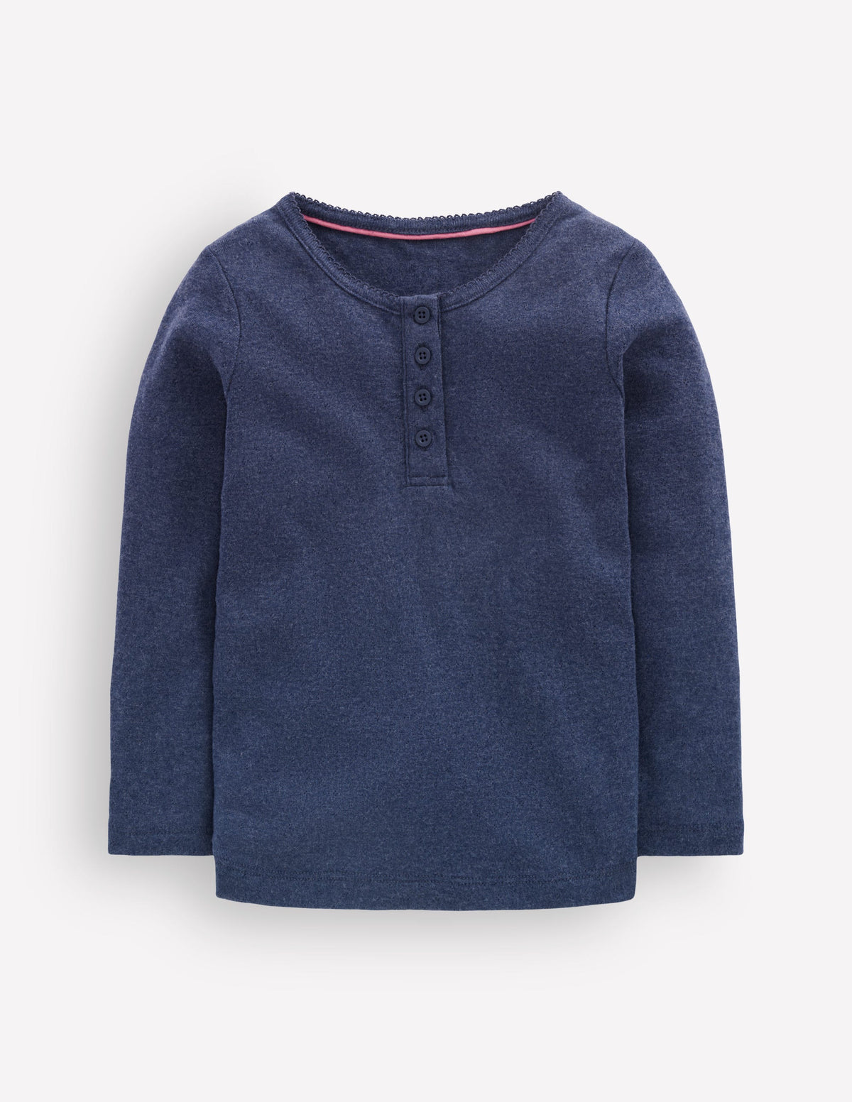 Long Sleeve Henley Top-College Navy - Image 1