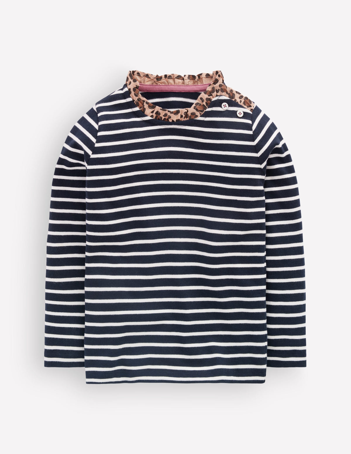 Frill Neck Breton-Navy/ Soft Ivory Stripe-1